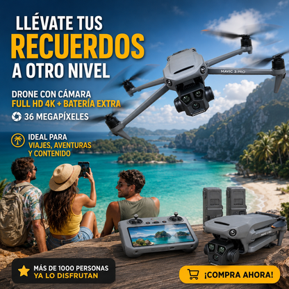 DJI® Drone con Camara Full Hd 4k + BATERIA EXTRA, 4000 MhP, 36 megapixeles. Vuela hasta 550 mt de altura consigue tomas profesionales sin pagar de más
