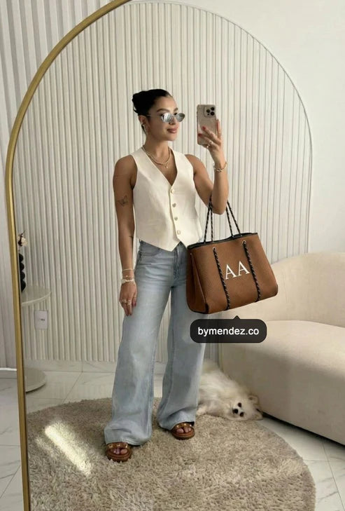Bolso Tote Bag Brown | Personalizado con Iniciales