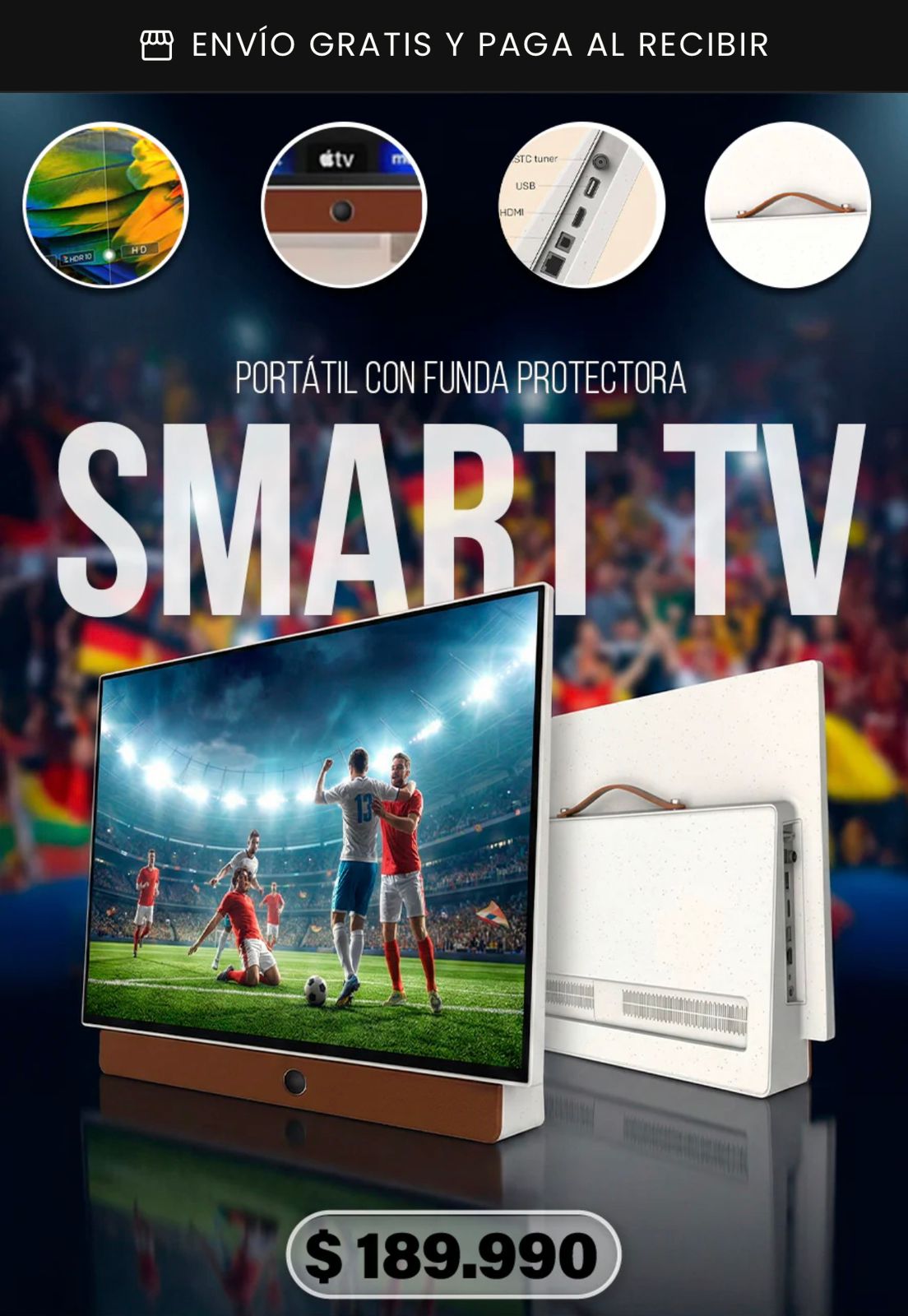 SMART TV PORTÁTIL CON FUNDA PROTECTORA