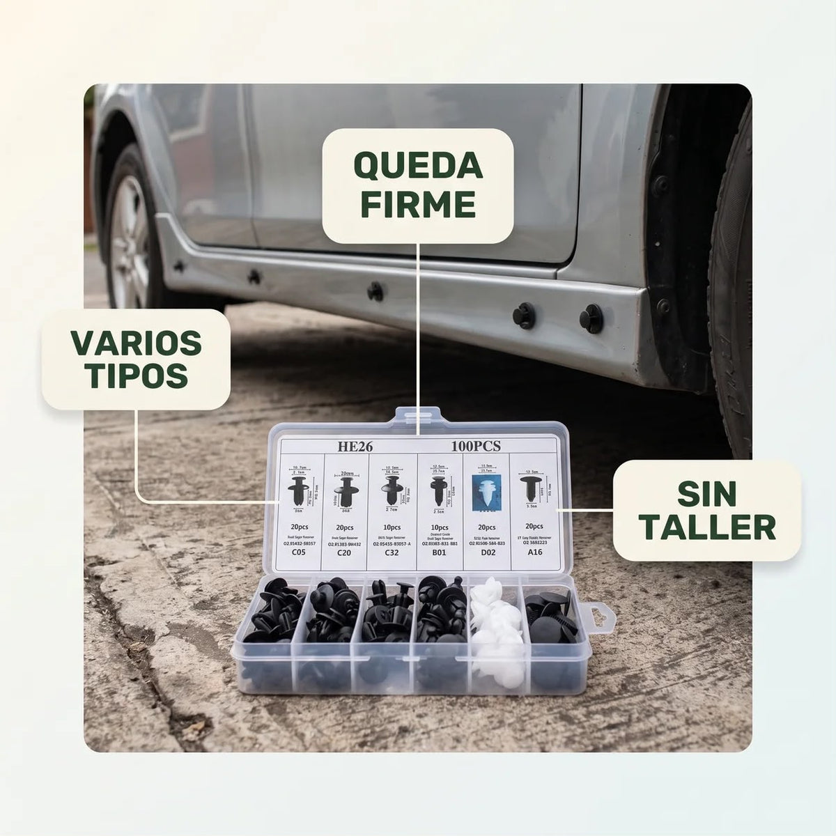 Kit de 100 clips automotrices – Repara tu carro sin taller